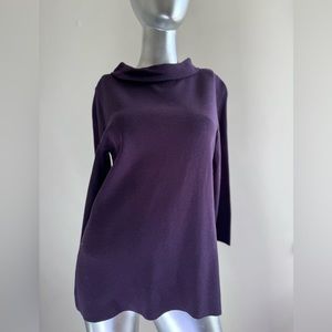 Talbots winter cowl neck top, three quarter sleeves. Purple, size Medium.